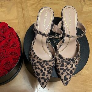 NWT Cole Haan Women's Suede Leopard Print Heels.